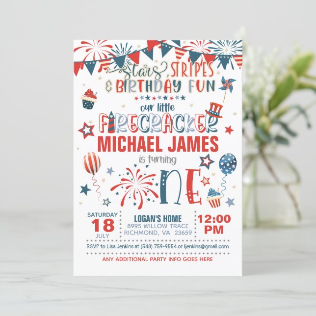 Our Little Firecracker 1st Birthday (S&S) Invitation