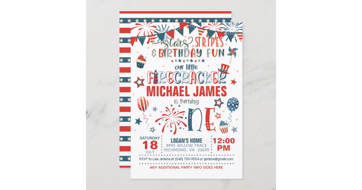 Our Little Firecracker 1st Birthday (S&S) Invitation