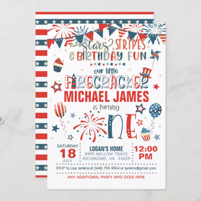 Our Little Firecracker 1st Birthday (S&S) Invitation