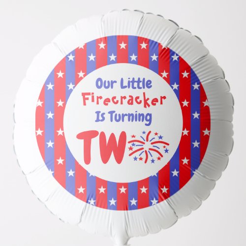 Our Little Firecracker 2nd Birthday Balloon
