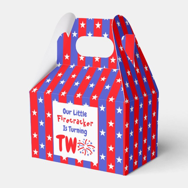 Our Little Firecracker 2nd Birthday Favor Boxes (Front Side)