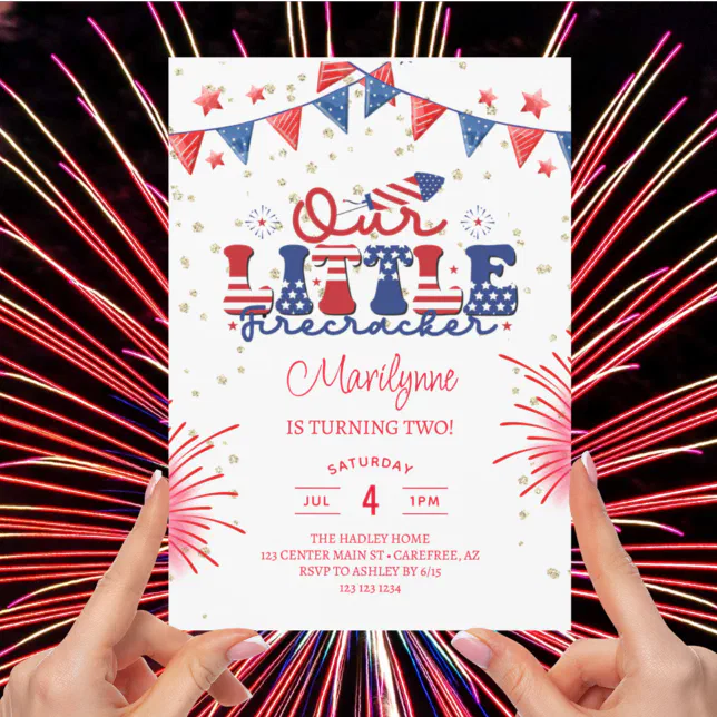 Our Little Firecracker 2nd Birthday Invitation | Zazzle