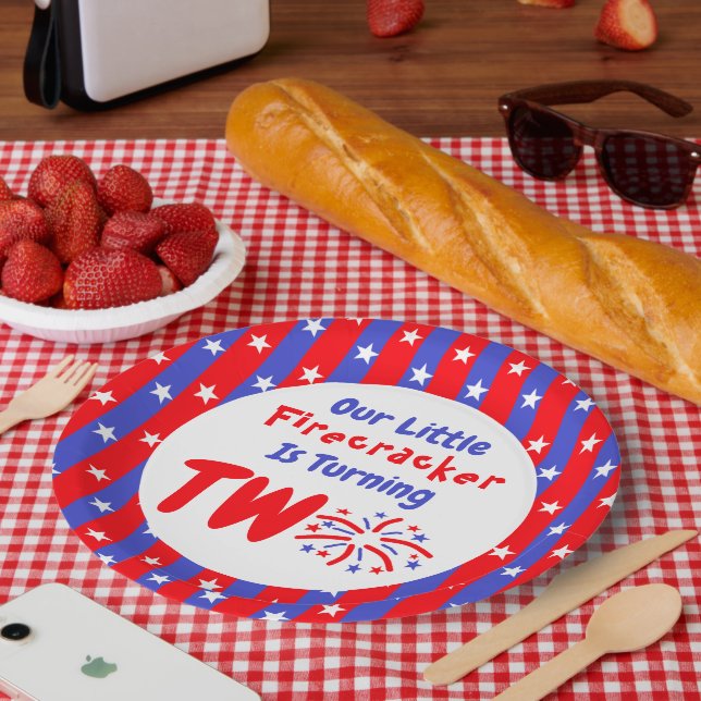 Our Little Firecracker 2nd Birthday Paper Plates (Picnic)