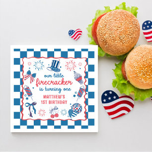 Our Little Firecracker 4th of July 1st Birthday Paper Dinner Napkins