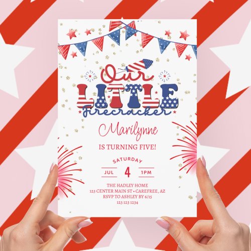 Our Little Firecracker 5th Birthday Invitation