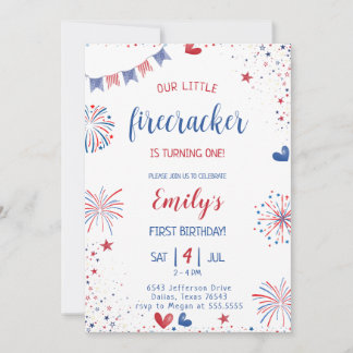 Our Little Firecracker Birthday Invitation