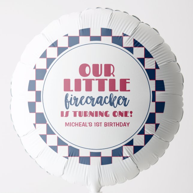 Our little firecracker First birthday Balloon (Front)