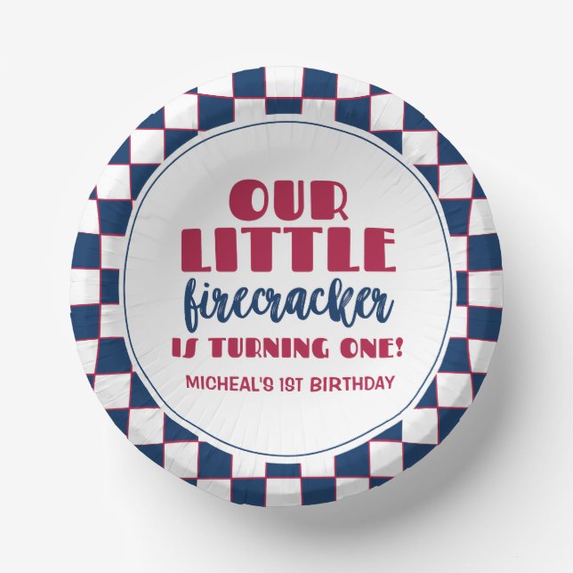 Our little firecracker First birthday Paper Bowls (Front)