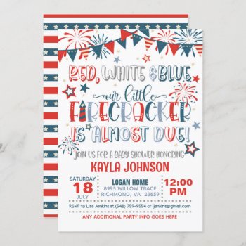 Our Little Firecracker Is Almost Due Baby Shower Invitation by BDP_Designs at Zazzle