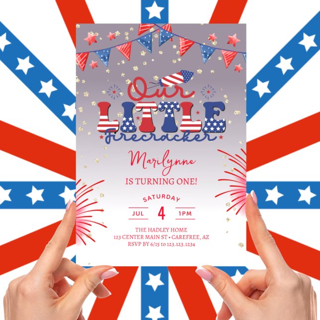 Our Little Firecracker Lilac 1st Birthday Party Invitation (Creator Uploaded)