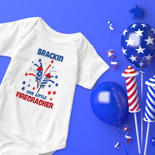 âœOur Little Firecrackerâ Personalized  Baby Bodysuit