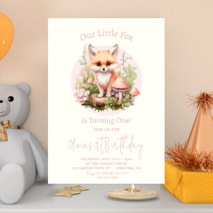 Our Little Fox Cottagecore 1st Birthday Invitation
