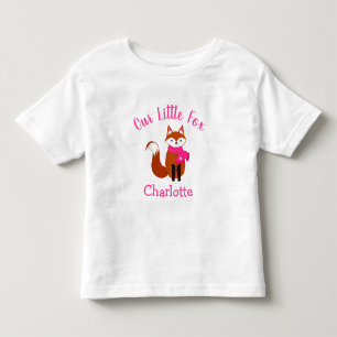 Our Little Fox Cute Pink Scarf Personalized Baby Toddler T-shirt