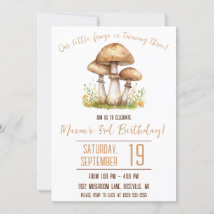 Our little Fungi, Mushroom Themed Birthday Party Invitation