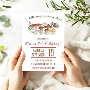 Our little Fungi, Mushroom Themed Birthday Party Invitation