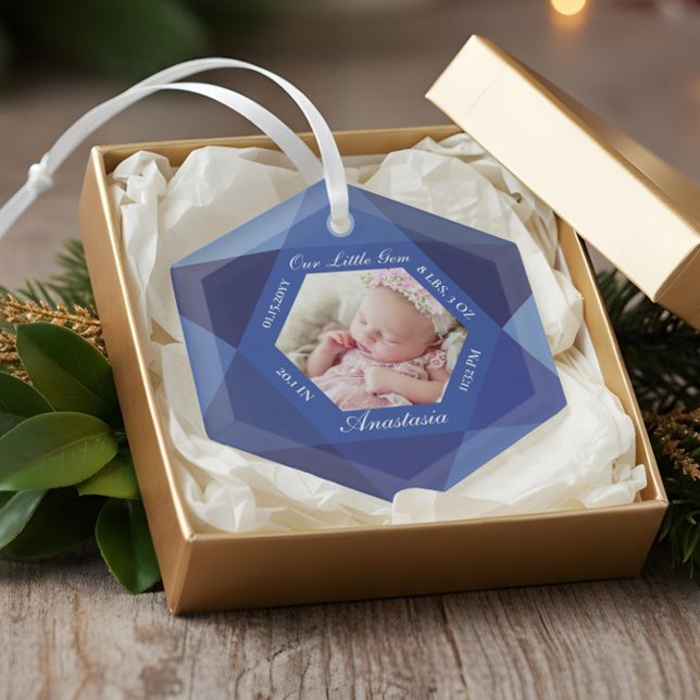 Our Little Gem September Birthstone Baby Birth Glass Ornament (Our Little Gem September Birthstone Baby Birth Glass Ornament)