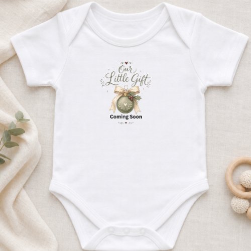 Our Little Gift Christmas Pregnancy Announcement Baby Bodysuit