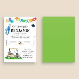 Our Little Golfer Green Cart Kids Golf Birthday Invitation