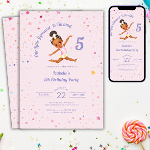 Our Little Gymnast Is Turning 5 Pink Birthday Invitation