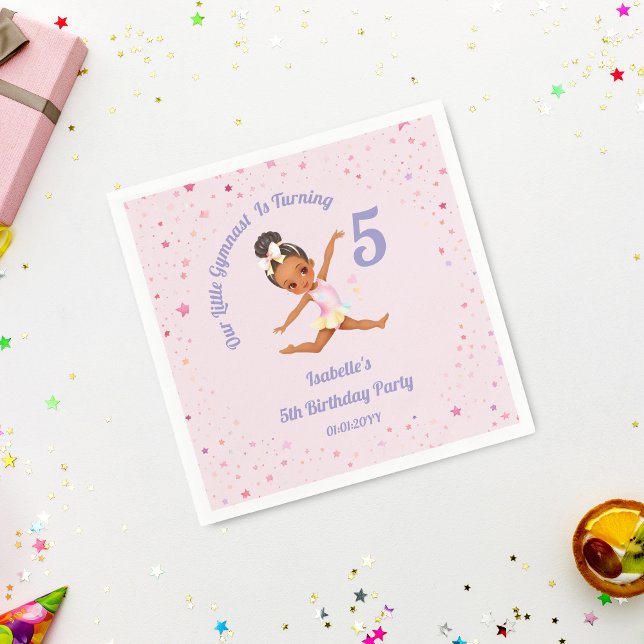 Our Little Gymnast Is Turning 5  Pink Birthday Napkins (Creator Uploaded)