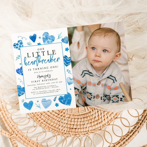 Our Little Heartbreaker Kids Photo Birthday Party Invitation