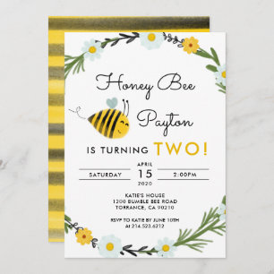 Our Little Hone Bee 2nd Birthday Invitation