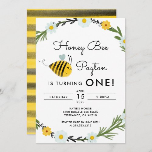 Our Little Hone Bee First Birthday Invitation
