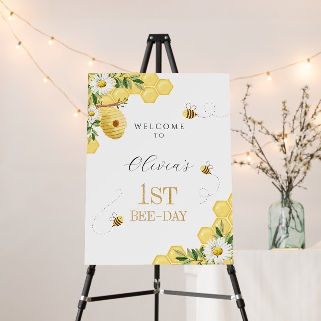Our Little Honey Bee 1st Bee-Day Birthday Foam Board (In Situ (Stand))