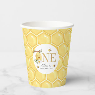 Our Little Honey Bee 1st Bee-Day Birthday Paper Cups