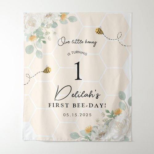 Our Little Honey Bee 1st Birthday Backdrop Banner