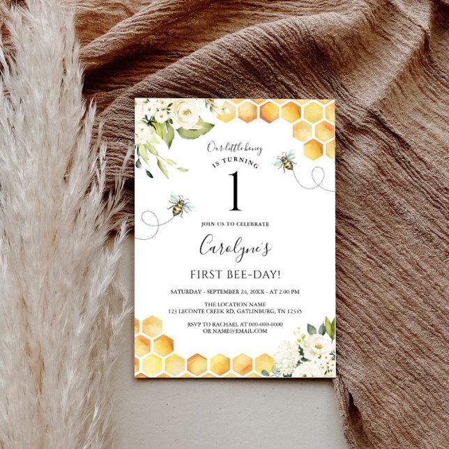 Our Little Honey Bee 1st Birthday Invitation (Creator Uploaded)