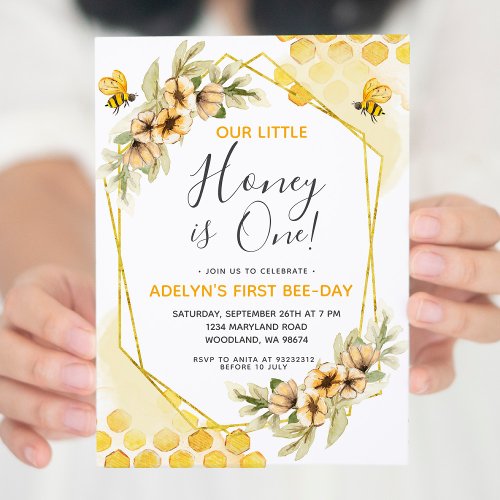 Our Little Honey Bee 1st Birthday Invitation