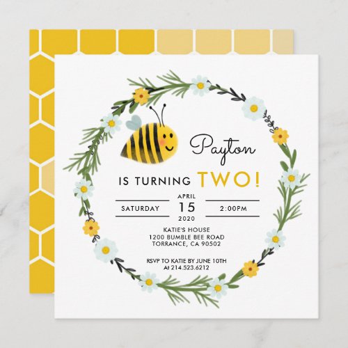 Our Little Honey Bee 2nd Birthday Invitation