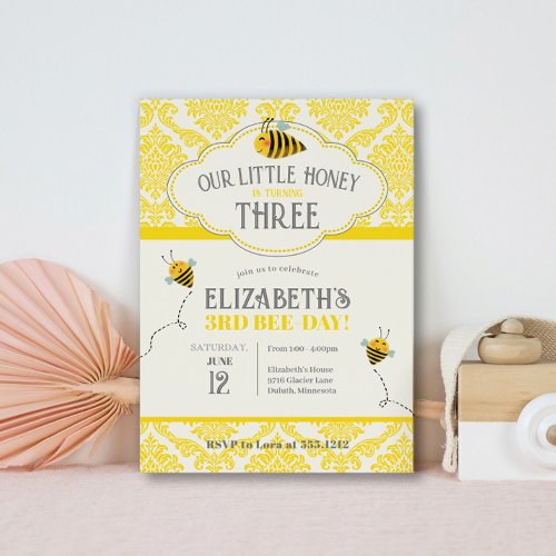 Our Little Honey Bee Birthday Invitation