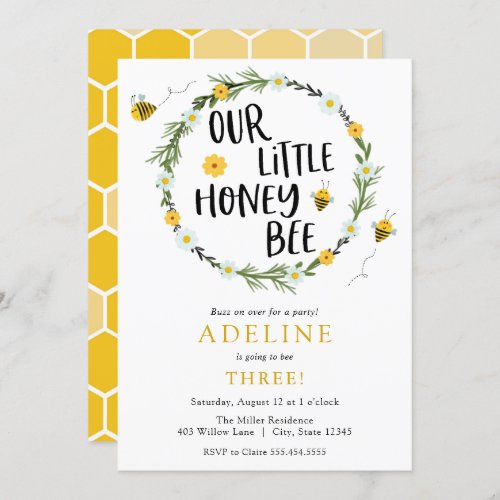 Our little honey bee birthday invitation