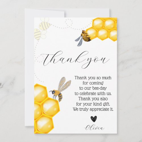 Our little honey bee birthday thank you card