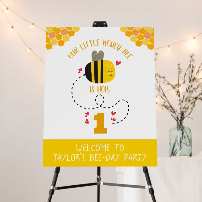 Our Little Honey Bee Cute Kawaii Birthday Welcome Foam Board (In Situ (Stand))