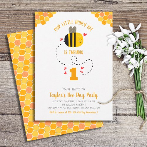 Our Little Honey Bee Cute Sweet Kawaii Birthday Invitation