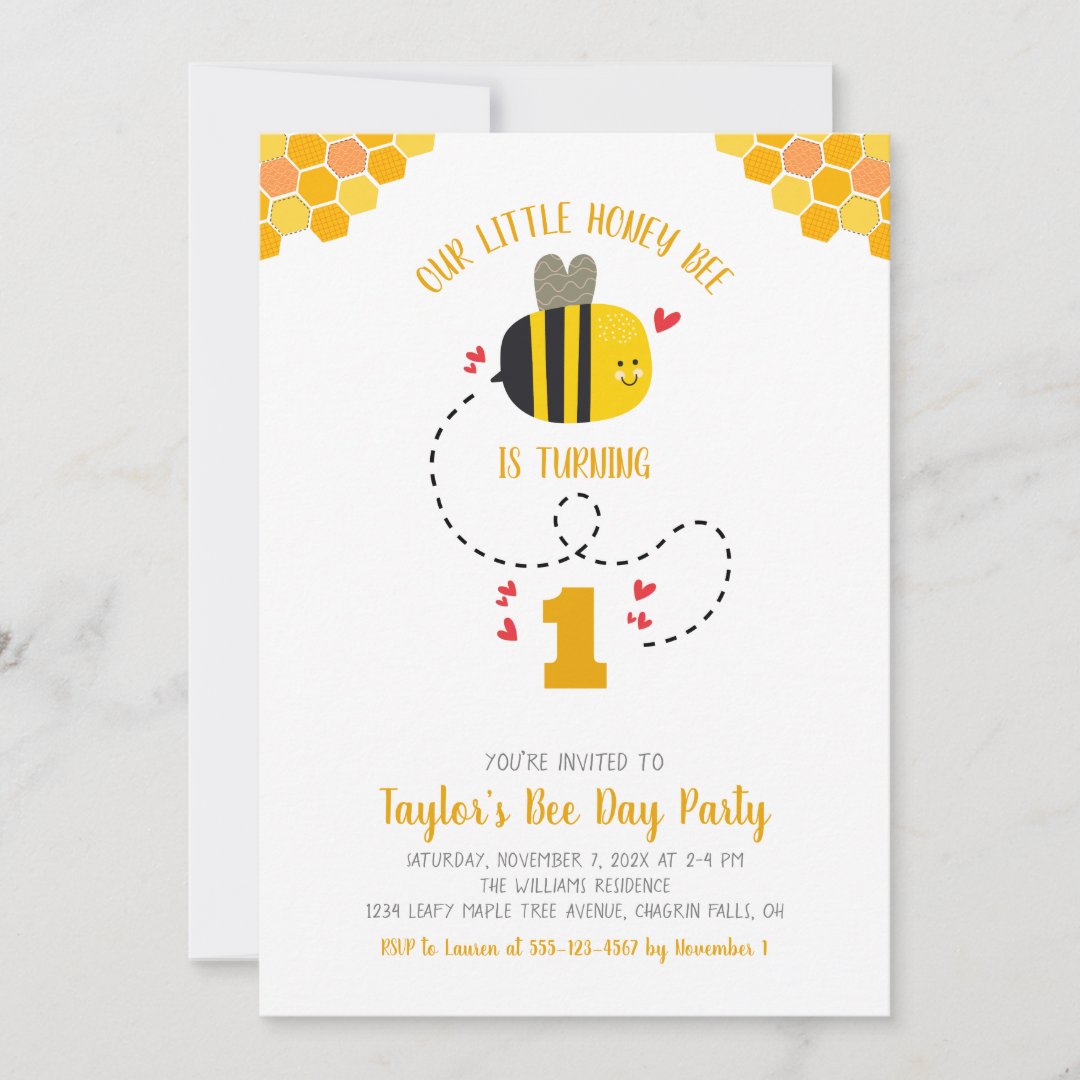 Our Little Honey Bee Cute Sweet Kawaii Birthday Invitation | Zazzle