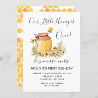 Our little Honey Bee First Birthday  Invitation