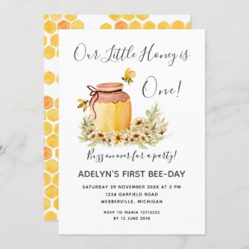 Our Little Honey Bee First Birthday  Invitation by HappyPartyStudio at Zazzle