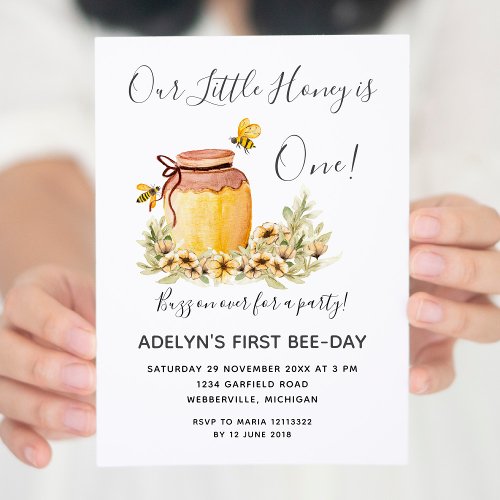 Our little Honey Bee First Birthday  Invitation