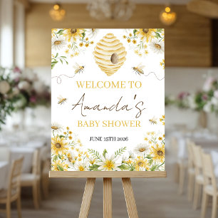 Our Little Honey Bee Floral Welcome Sign
