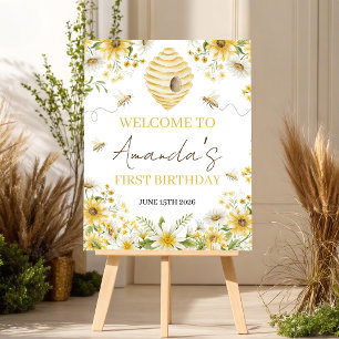 Our Little Honey Bee Floral Welcome Sign