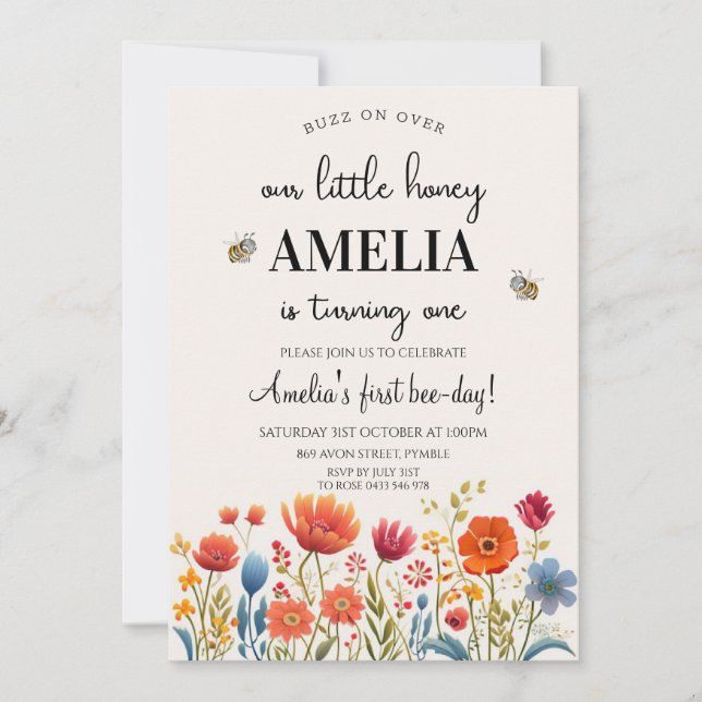  Our Little Honey First Birthday  Invitation (Front)