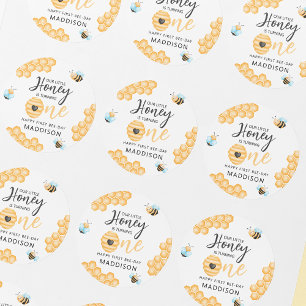 Our Little Honey First Birthday Photo Classic Round Sticker