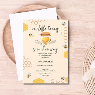 Our Little Honey Is On Her Way Baby Shower Invitation