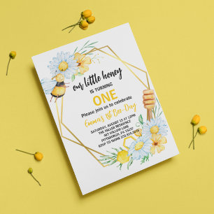 Our Little Honey Is Turning One Bee 1st Birthday Invitation