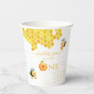 Our Little Honey is Turning One Bee Birthday Paper Cups