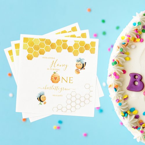 Our Little Honey is Turning One Bee_Day Party Napkins